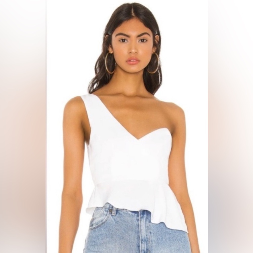 Superdown white Asymmetrical Blouse